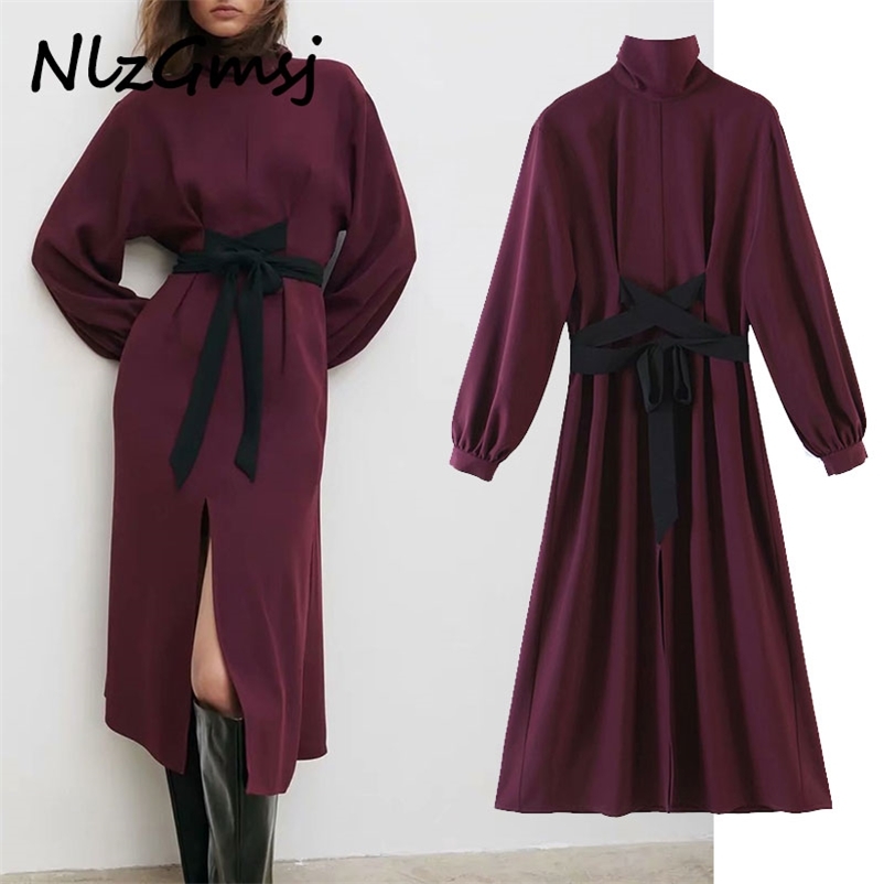 Dres Long Maxi With Belt Sleeve Elegant Shirt Turtleneck Vintage Female es Vestidos 210628, As picture
Dres Long Maxi With Belt Sleeve Elegant Shirt Turtleneck Vintage Female es Vestidos 210628, As picture