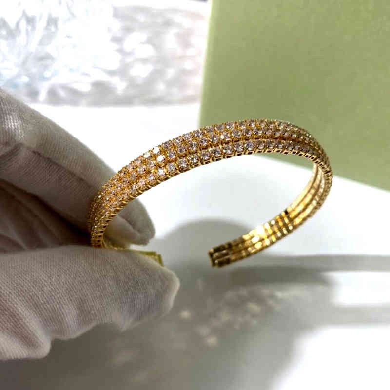 Charm Bracelets 2021 Micro Diamond Inlaid Exquisite Shining Star Three C-shaped Open Bracelet