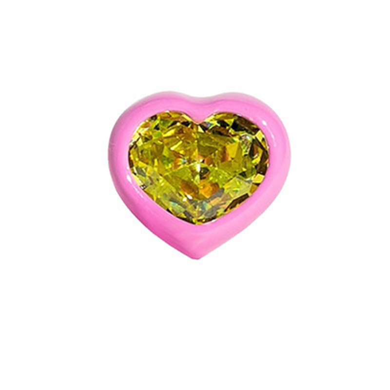 Acrylic Resin Rhinestone Rings Sparkling Heart Crystal Zircon Opening Adjustable Ring for Women Girls Jewelry