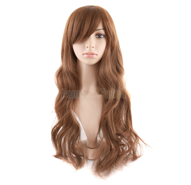WoodFestival sexy womens girls fashion fiber synthetic hair wigs long curly big wave full wigs 26 inches