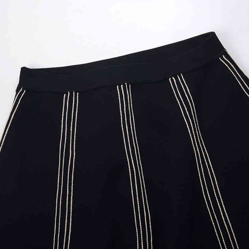 VGH Black Elegant Bright Line Decoration Skirt For Women High Waist Vintage Mini Skirts Female Summer Fashion Clothing Tide 210421