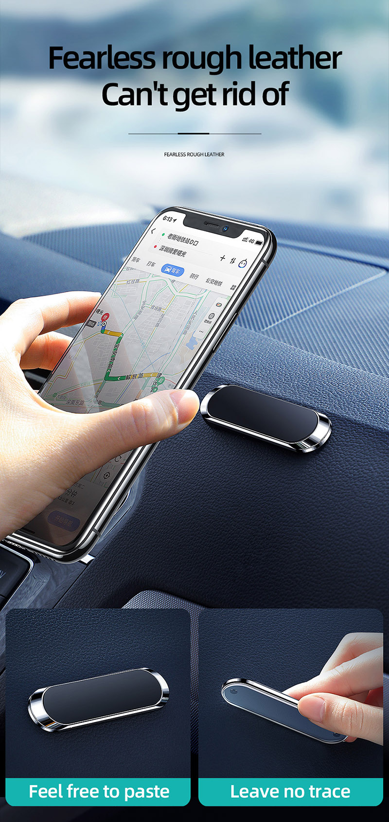 F6 Mini Strip Shape Portable Magnetic Cars Phone Holder Simple Stand Metal Strong Magnet Suction GPS Car Mounts for All Smartphones