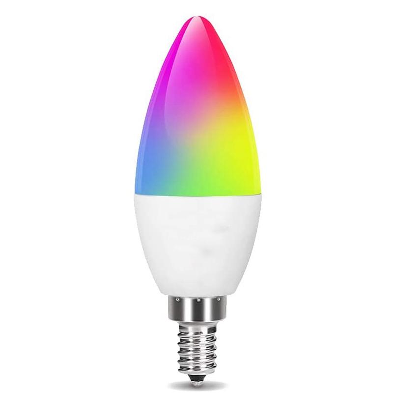 Decoration de fête Smart LED Ampoule Lustre, 5W, Maison Voix Contrôle de la bougie Light WiFi Décoloration, pour Alexa et Google Compatible