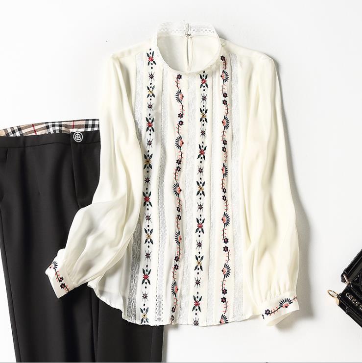 Women' Blouses & Shirts European and American women' clothing spring Long sleeve collar Fashion embroidery stitching rayon Silk shirt YW6R, White
Women' Blouses & Shirts European and American women' clothing spring Long sleeve collar Fashion embroidery stitching rayon Silk shirt YW6R, White