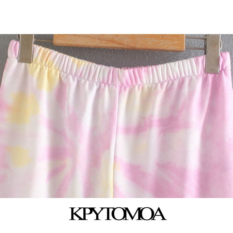 Women Fashion Tie Dye Print Pants High Elastic Waist Streetwear Female Ankle Trousers Pantalones Mujer 210420