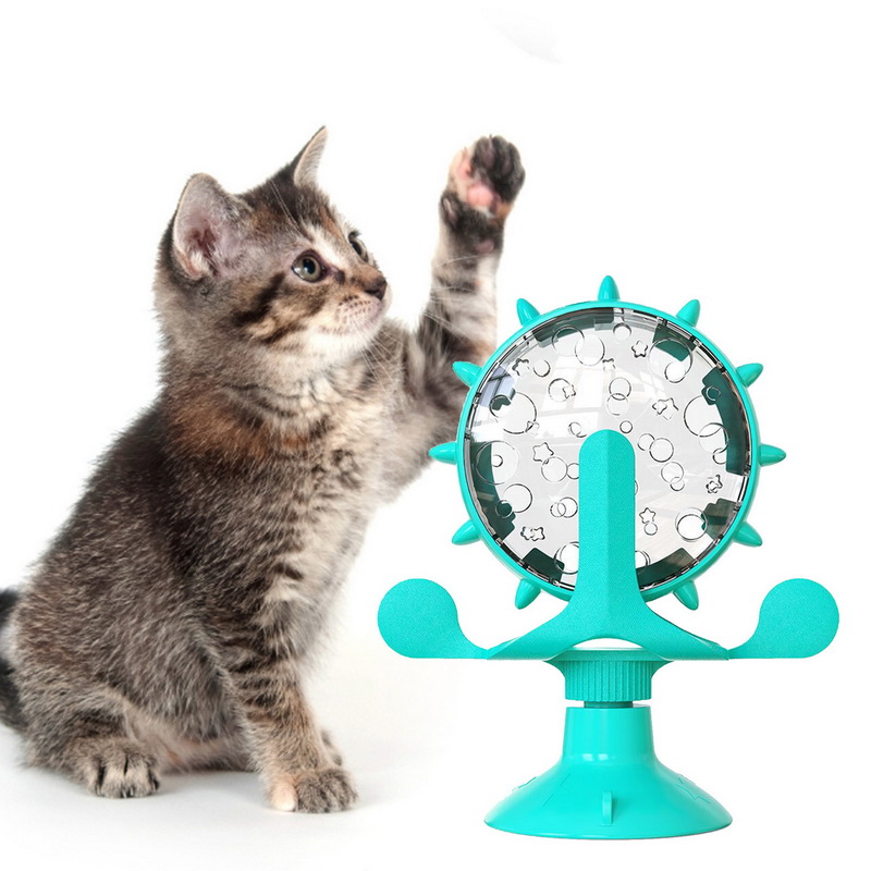 Pet Dog Toy Windmill Rotating Food Dispensing Cat With Suction Cup Puzzle Products Supply
