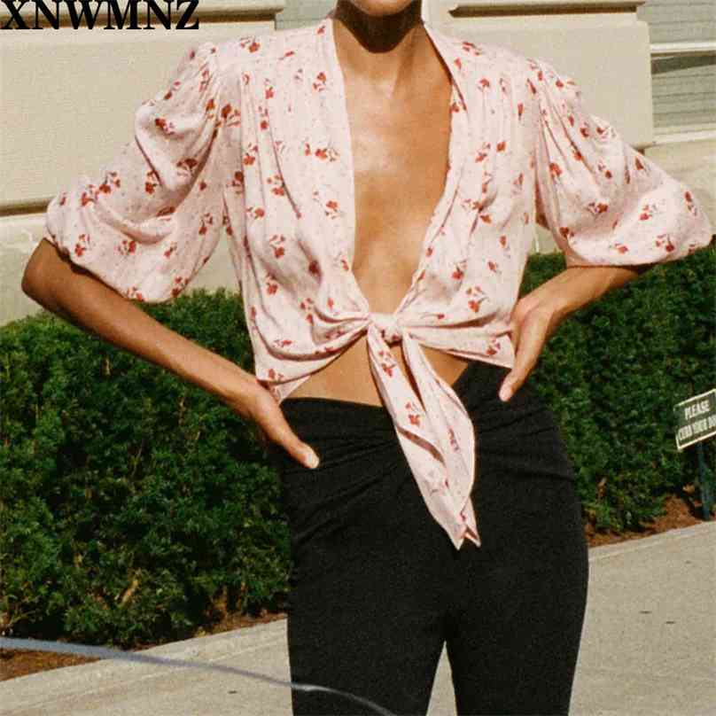 Women Fashion With Bow Tied Floral Print Cropped Blouses Vintage Three Quarter Sleeve Female Shirts Chic Tops 210520, Multi
Women Fashion With Bow Tied Floral Print Cropped Blouses Vintage Three Quarter Sleeve Female Shirts Chic Tops 210520, Multi