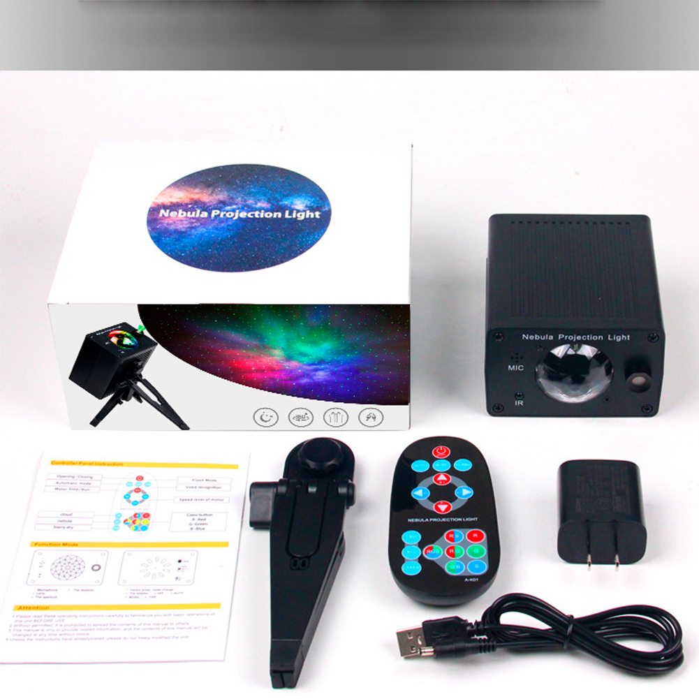 Stary Sky Projector LED Night Light Ocean Waving Lamp 360 Degree Rotation Nebula Atmosphere Lights for Baby Kid Room IR Remote or Voice Control