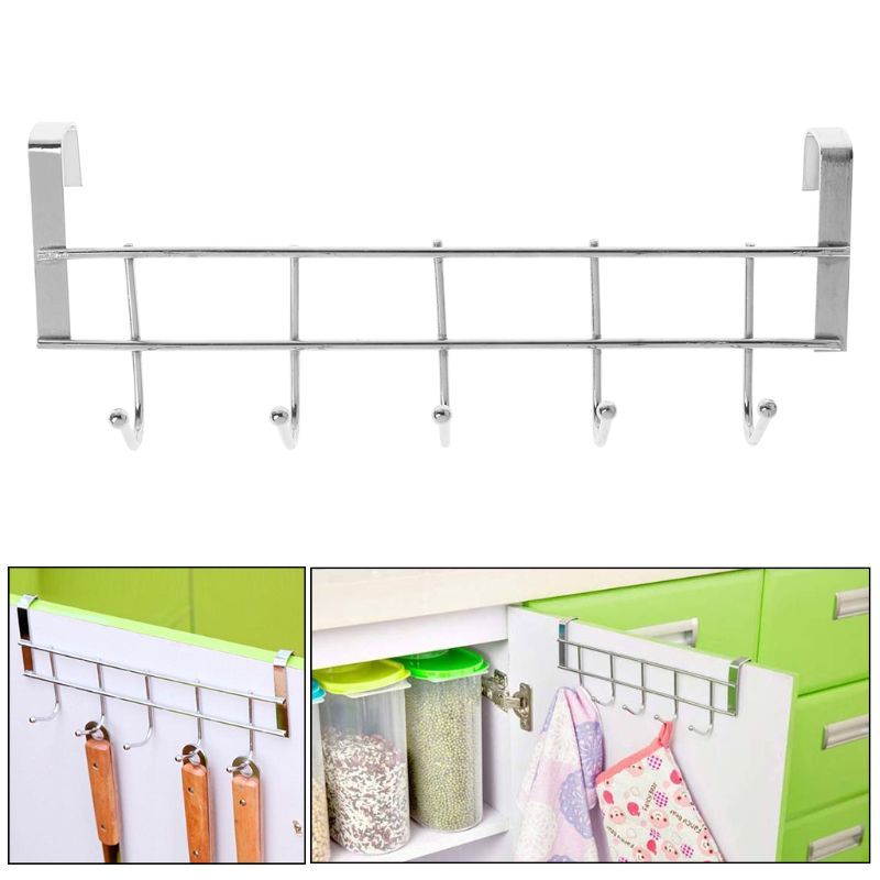 5 Hooks About Door Clothing Hanger Rack Box Door Loop Houder Plank For Home Bathroom Kitchen