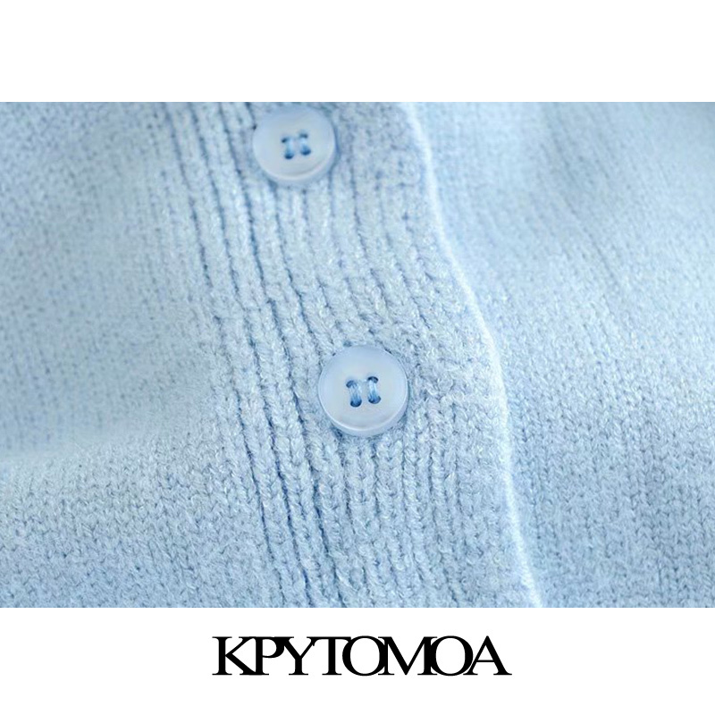 Women Fashion Single Breasted Cropped Knitted Cardigan Sweater Long Sleeve Female Outerwear Chic Tops 210420