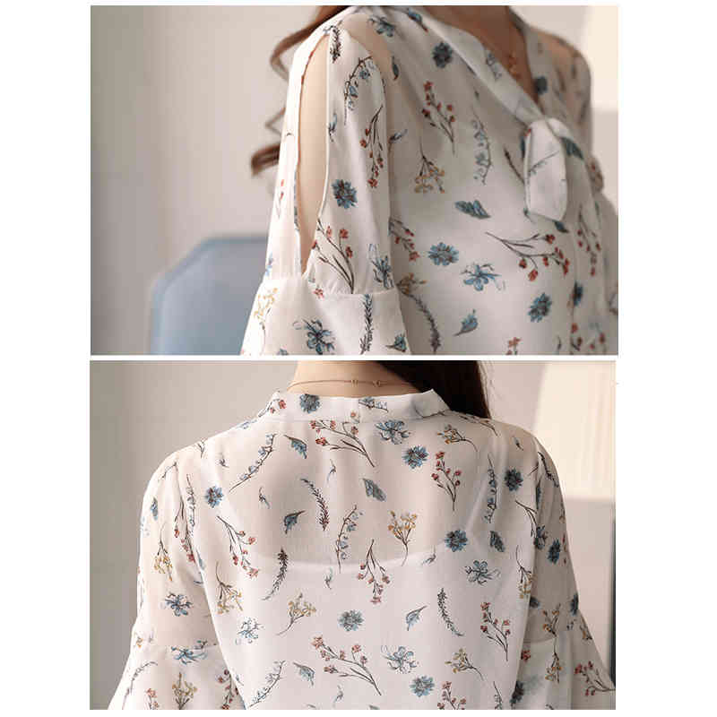 Blusa Feminina Summer Tops for Women Casual Clothing Ladies Blouse Print Short Sleeve Chiffon Clothes Tops8850 50 210427