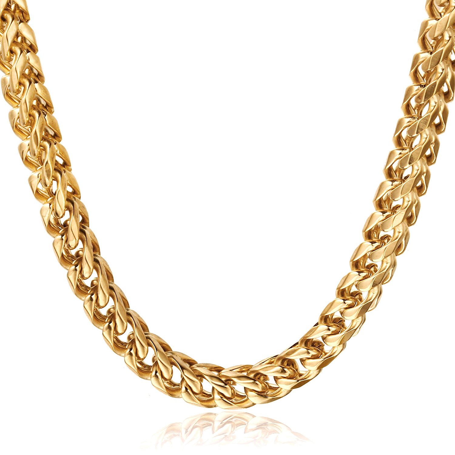 5mm 6mm 8mm Gold Stainless Steel Franco Box Curb Chain Link for Men Women Punk Necklace 1830 inch with velvet bag197o