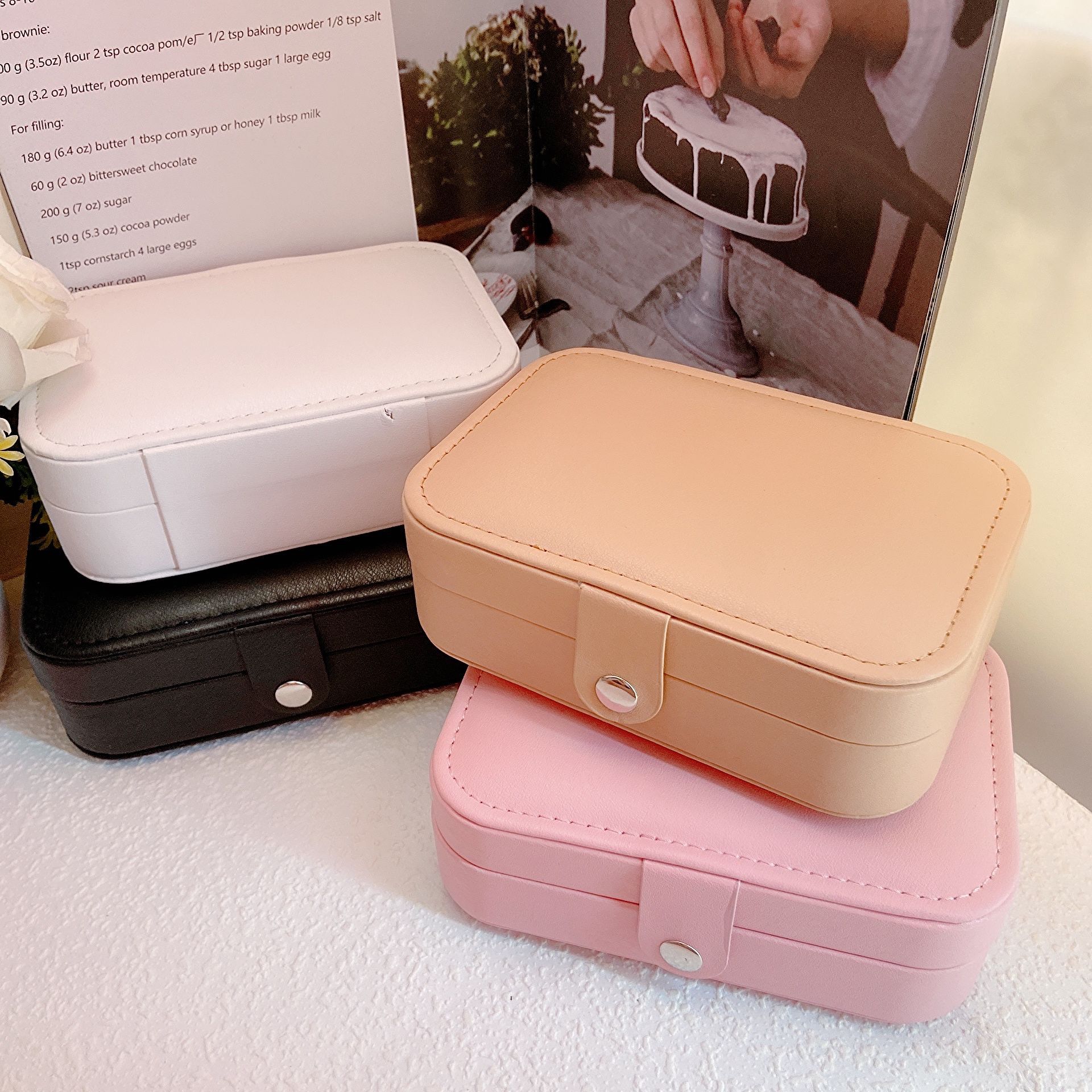 Jewelry Box Organizer Small Travel Portable PU Leather Display Storage Case for Rings Earrings Necklace Bracelets Girls Women