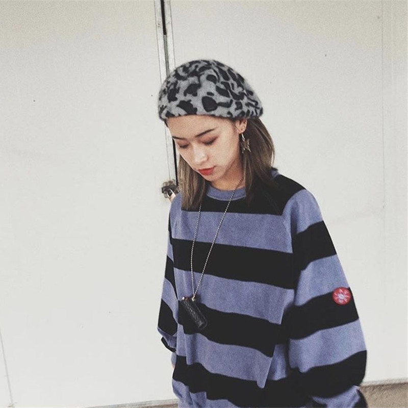 Autumn Winter C.E CAVEMPT STRIPE OVERDYE Crewneck Sweatshirt Mens Woman High Quality Striped Sweatshirts 210420