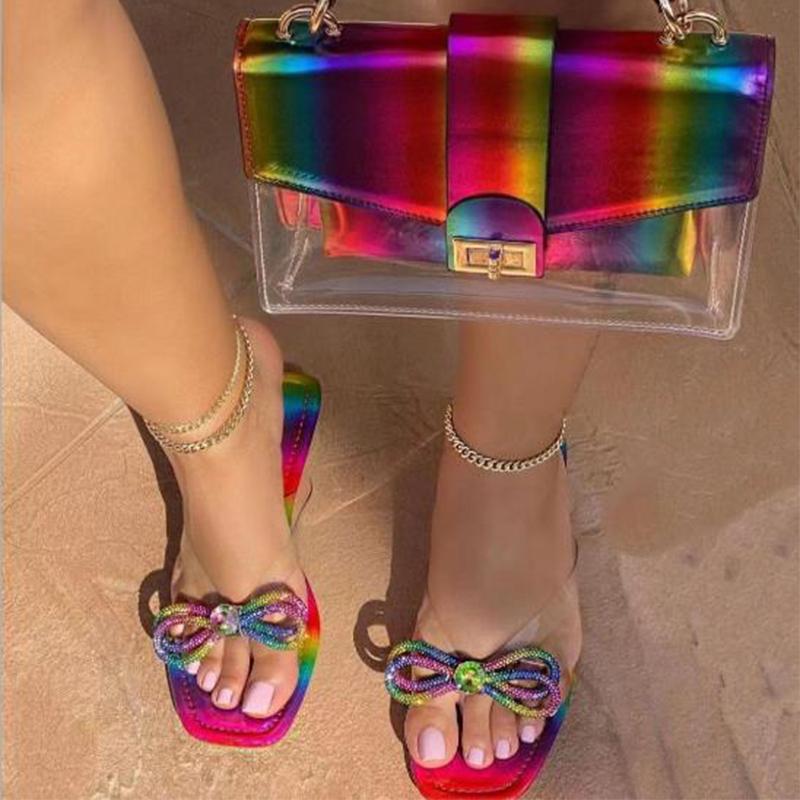 Slippers Fancy Diamond Shoes And Rainbow Bags Slides Purse Sets Flip Flops Women Purses With Handbags Designer For Girls
Slippers Fancy Diamond Shoes And Rainbow Bags Slides Purse Sets Flip Flops Women Purses With Handbags Designer For Girls