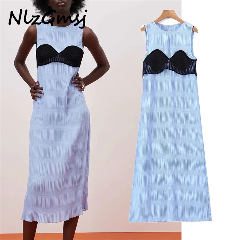 Dres Summer Patchwork Midi For O Neck Blue Vintage A Line Female es 03 210628, As picture 
Dres Summer Patchwork Midi For O Neck Blue Vintage A Line Female es 03 210628, As picture