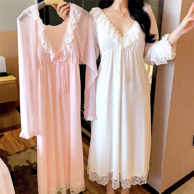 Women's Sleepwear Spring Summer Long Sleeve Lace V Neck Cotton Nightdress Casual Loose Ladies Nightgown Homewear Sexy Nightwear, Mws2
Women's Sleepwear Spring Summer Long Sleeve Lace V Neck Cotton Nightdress Casual Loose Ladies Nightgown Homewear Sexy Nightwear, Mws2