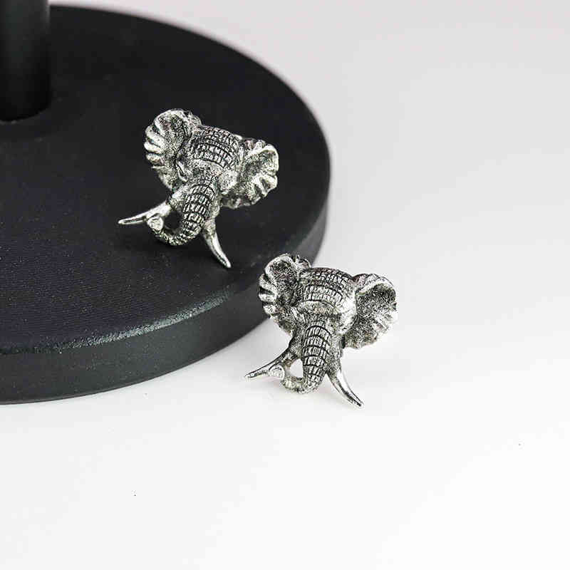 S925 Silver Elephant Hip Hop Animal Men's Cuff Link Jewelry