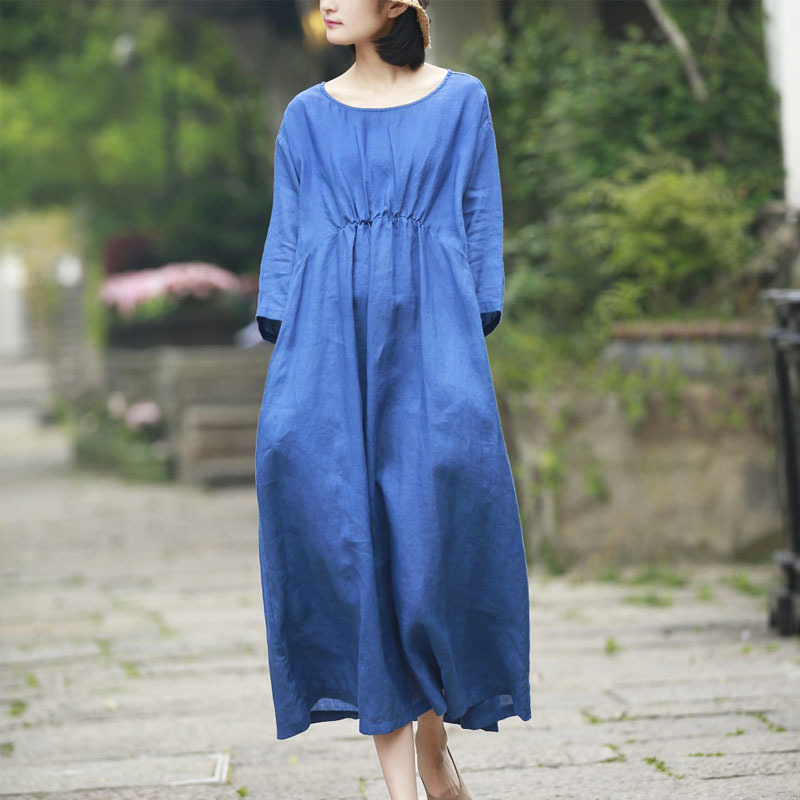 Johnature Loose Leisure Solid Color O-neck Pockets Half Sleeve Dresses Spring Summer Comfortable Plus Size Women Dress 210521, Blue
Johnature Loose Leisure Solid Color O-neck Pockets Half Sleeve Dresses Spring Summer Comfortable Plus Size Women Dress 210521, Blue