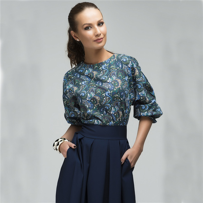 Women's Vintage Lantern Sleeve Printed Dress Women Elegant Half A-Line Ladies Office es Female Patchwork 210428