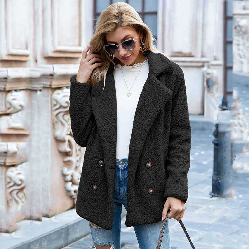 Autumn Winter Teddy Coat Women Faux Fur Coat Female Oversized Teddy Jacket Ladies Outerwear Overcoat Thick Warm Plush Coats 211019