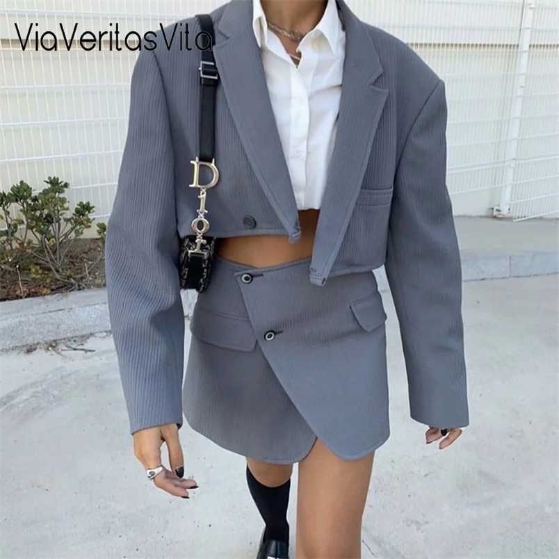 Korean Spring Solid OL Two Piece Suit Blue Long Sleeve Lapel Cropped Blazer+Button High Waist Mini Skirt For Ladies 211109, Blue skirt
Korean Spring Solid OL Two Piece Suit Blue Long Sleeve Lapel Cropped Blazer+Button High Waist Mini Skirt For Ladies 211109, Blue skirt