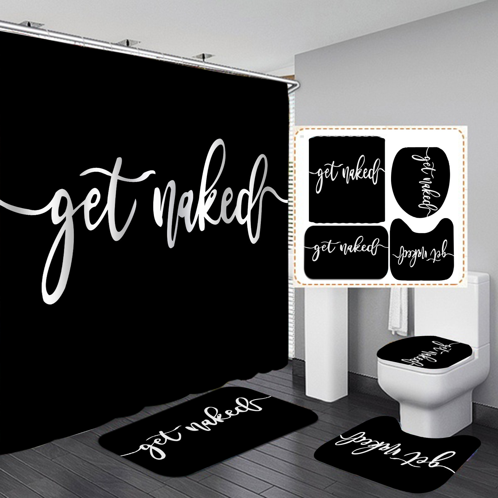 Bathroom Shower Curtain Set 4 Pcs Waterproof Printing Ground Mat Cover 180X180CM Toilet Seat Covers Home Decor
Bathroom Shower Curtain Set 4 Pcs Waterproof Printing Ground Mat Cover 180X180CM Toilet Seat Covers Home Decor