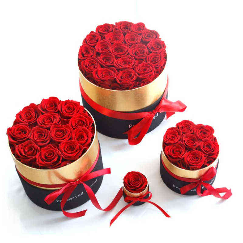 Eternal Rose in Box Preserved Real Rose Flowers With Box Set The Best Mother's Day Gift Romantic Valentines Day Y1216