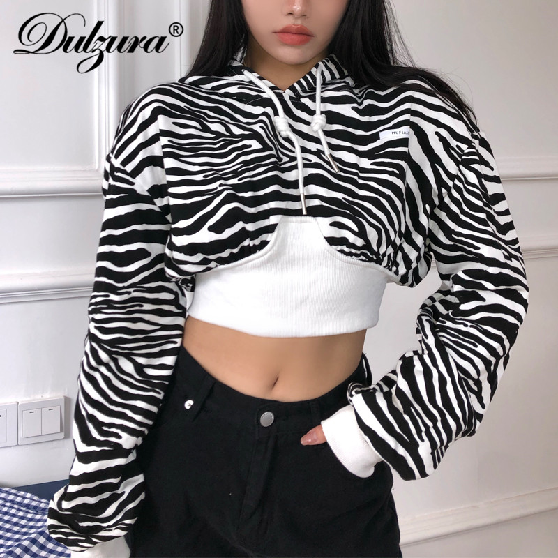zebra print women crop sweatshirt hoodis pullovers long sleeve loose streetwear 2021 autumn winter casual korea high quality, Black;gray 
zebra print women crop sweatshirt hoodis pullovers long sleeve loose streetwear 2021 autumn winter casual korea high quality, Black;gray