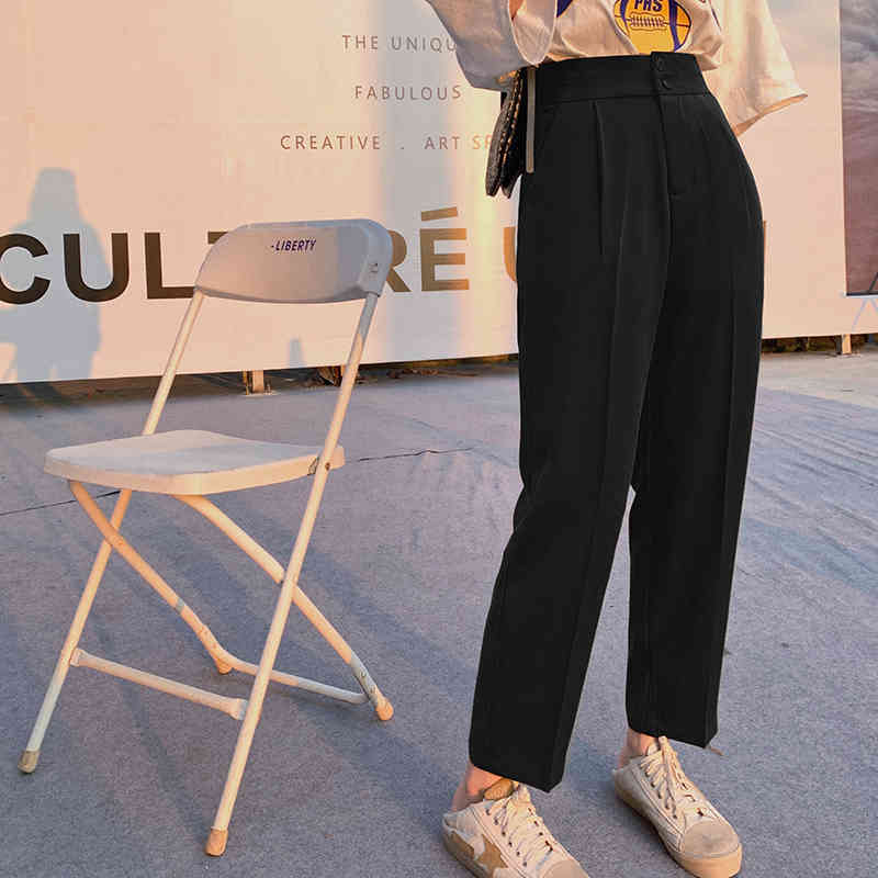 QOERLIN Business Pants Formal Straight Pants Slim Fit Trousers BlackBrown Suit Pants SXL Office Ladies AnkleLength Trouser 210412