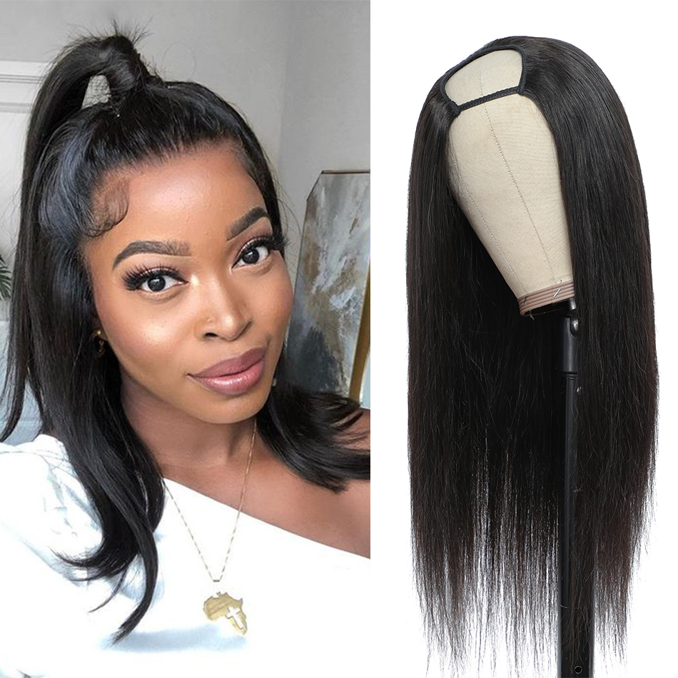 U Part Wig Human Hair Straight Human Hair Wigs For Women Full Machine Made U Shaped Wig Glueless Brazilian Hair Wigs