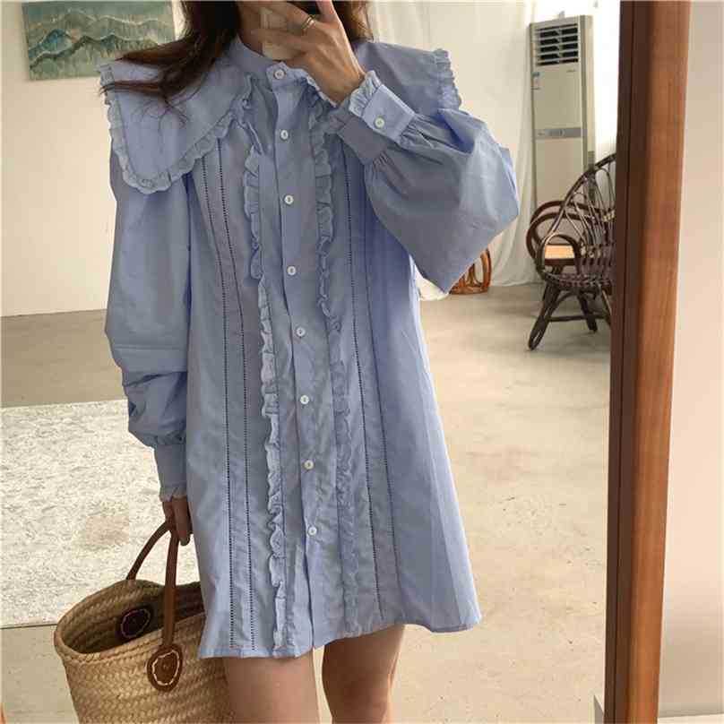 Elegant French Solid Streetwear Turn-Down Collar Gentle Loose Long Sleeve Retro Sweet Mini Dresses Vestidos 210525, Blue
Elegant French Solid Streetwear Turn-Down Collar Gentle Loose Long Sleeve Retro Sweet Mini Dresses Vestidos 210525, Blue