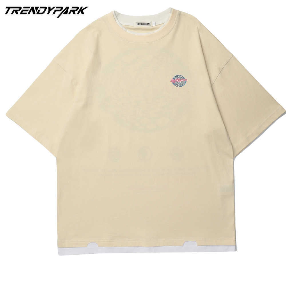 Men's T-shirt Short Sleeve Creative Print Tee Hip Hop Oversized Cotton Casual Harajuku Streetwear Top Tshirts Clothing 210601