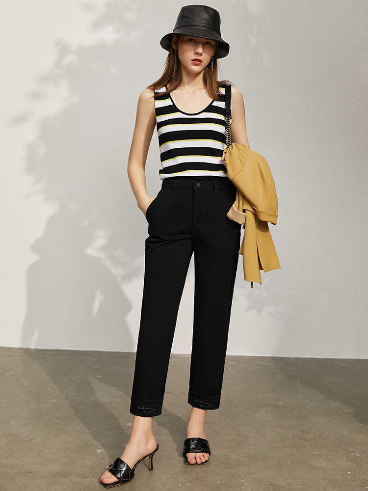 Amii Minimalism Spring Women's Jeans Offical Lady Cotton Solid Straight For Women Fashion Pants 12140219 210922
