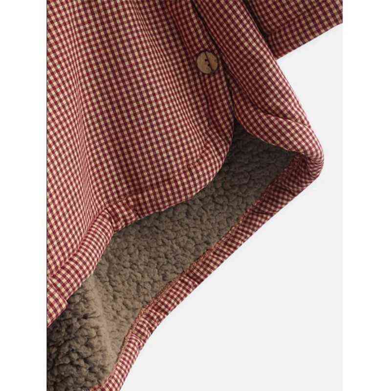 Coat Autumn And Winter Women's Plaid Loose Plus Velvet Buttons High Street Hooded Jacket Manteau Femme En* 211104