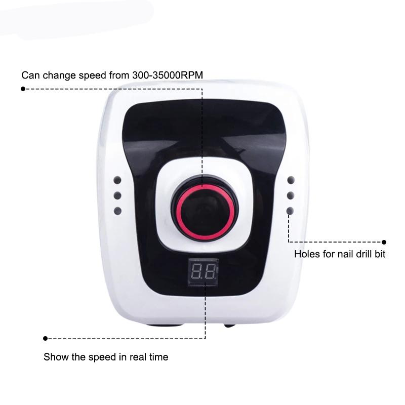 Nail Drill & Accessories 35000 RPM 65W Electric Polishing Equipment For Manicure Pedicure File Professional Machine Kit Tools