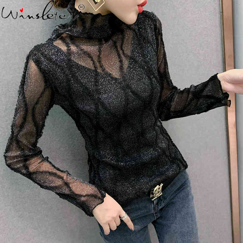 Women's T-Shirt Spring Fall Korean Style Girls Fashion High Neck Sexy Shiny Mesh Women Tops Bottoming Shirt All Match Tees 2021 T1, Black tshirt
Women's T-Shirt Spring Fall Korean Style Girls Fashion High Neck Sexy Shiny Mesh Women Tops Bottoming Shirt All Match Tees 2021 T1, Black tshirt