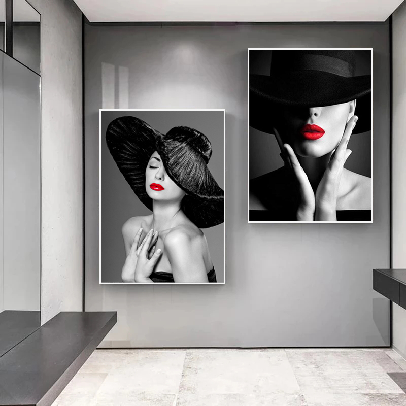 Modern Fashion Sexy Red Lips Canvas Painting Women Posters and Prints Living Room Bedroom Wall Art Pictures Home Bar Decoration