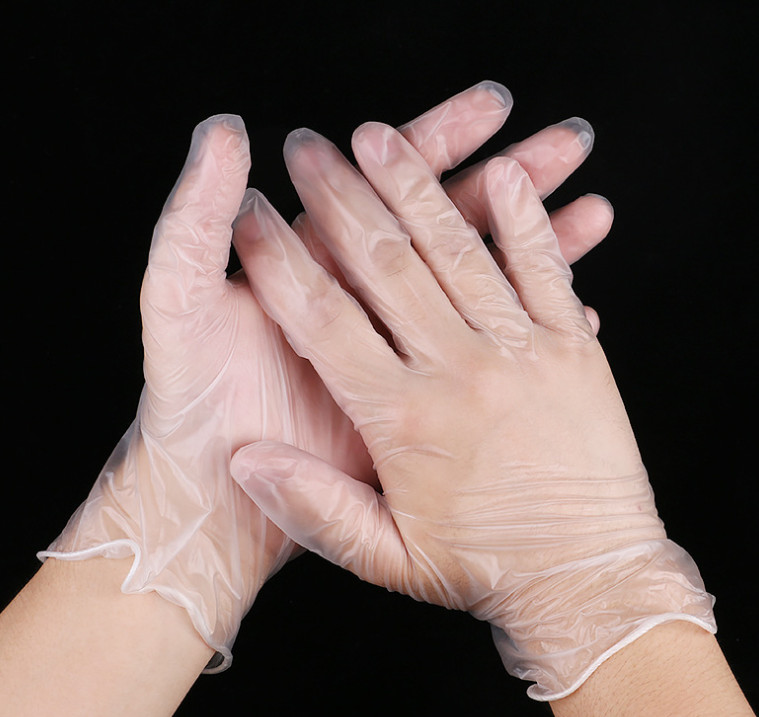 The latest 1 box contains 100 pieces, PVC disposable gloves, food-grade transparent protective gloves Free shipping