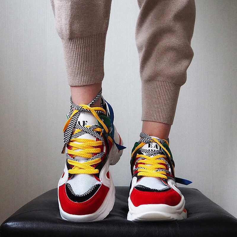 2020 New Stylish Woman Running Shoes Increasing 6cm Ins High Heel Sneakers Women Height Platform Breathable Sports Walking Girls Y0907