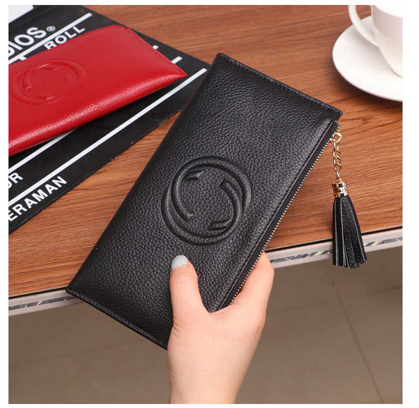 Genuine Leather Women Wallets Fashion Tassel Zipper Clutch Purse Real Cow Leather Card Holder Wallet Coin Pocket Phone Bag X0728, Black
Genuine Leather Women Wallets Fashion Tassel Zipper Clutch Purse Real Cow Leather Card Holder Wallet Coin Pocket Phone Bag X0728, Black