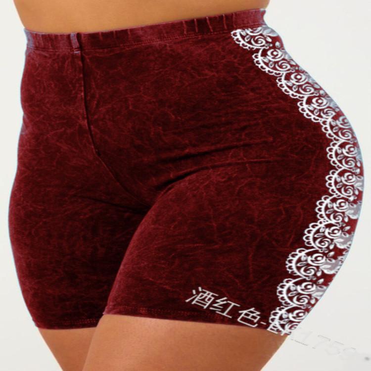 Fashion Casual Skinny Elastic Waist Pattern Shorts Women's Mid