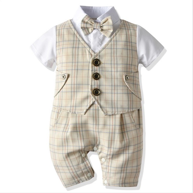 Gentleman Style Baby Boys Rompers Summer Boy Short Sleeve Jumpsuits With Bowtie Cotton Toddler Plaid Romper Infant Babies Turn-Down Collar Onesies Kids Jumpsuit, Khaki
Gentleman Style Baby Boys Rompers Summer Boy Short Sleeve Jumpsuits With Bowtie Cotton Toddler Plaid Romper Infant Babies Turn-Down Collar Onesies Kids Jumpsuit, Khaki