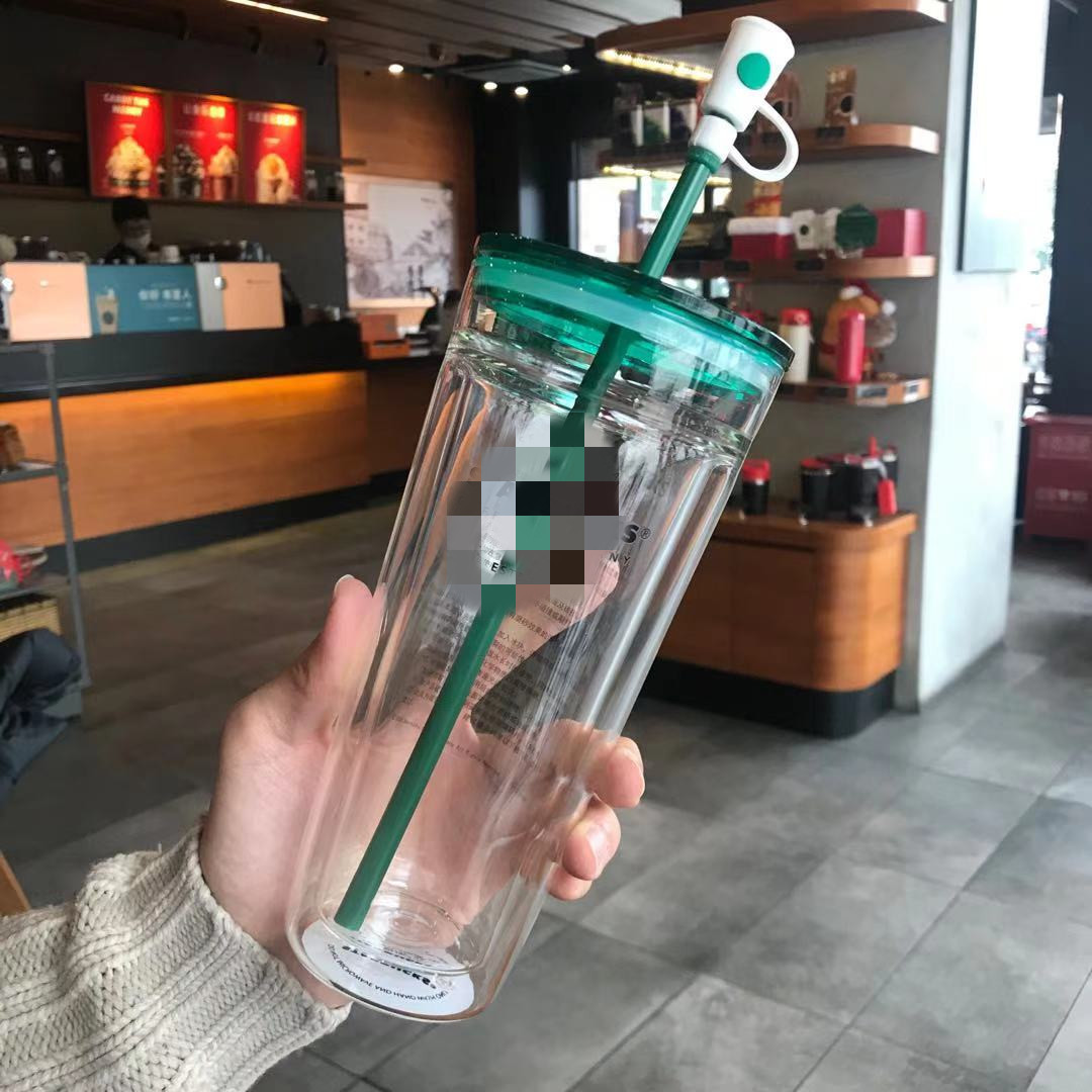 Starbucks 24OZ/710ml Green Cover double Plastic Tumbler Reusable Clear Drinking coffee Cups Flat Bottom Cup Pillar Shape Lid Straw Mug
Starbucks 24OZ/710ml Green Cover double Plastic Tumbler Reusable Clear Drinking coffee Cups Flat Bottom Cup Pillar Shape Lid Straw Mug