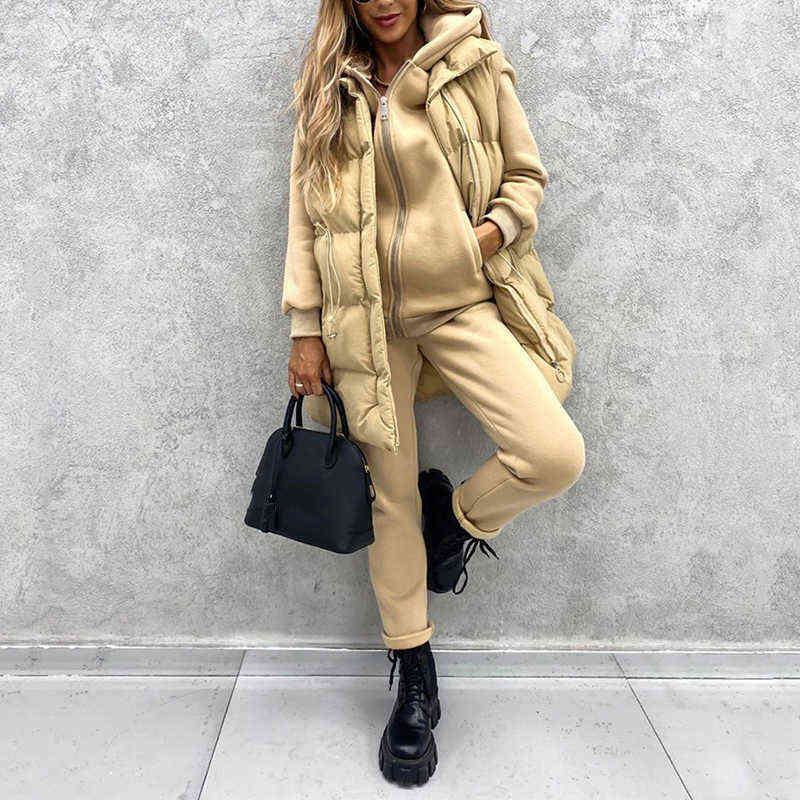 Korean Style Autumn Winter Long Waistcoat Women Solid Sleeveless Jacket Zipper Vest Female V Neck Pocket Casual Loose Outerwear 211120