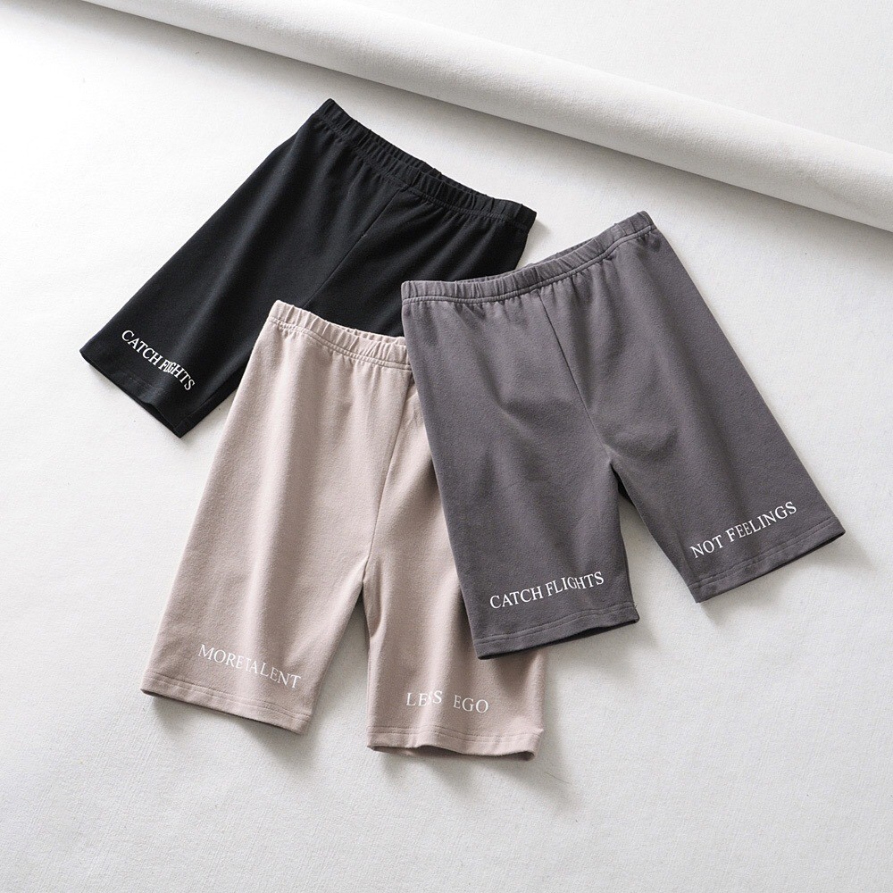 Letter Print Biker Shorts High Waist Women Short Pants Fitness Active Wear Athleisure Cycling Shorts Femme Fashion 210518