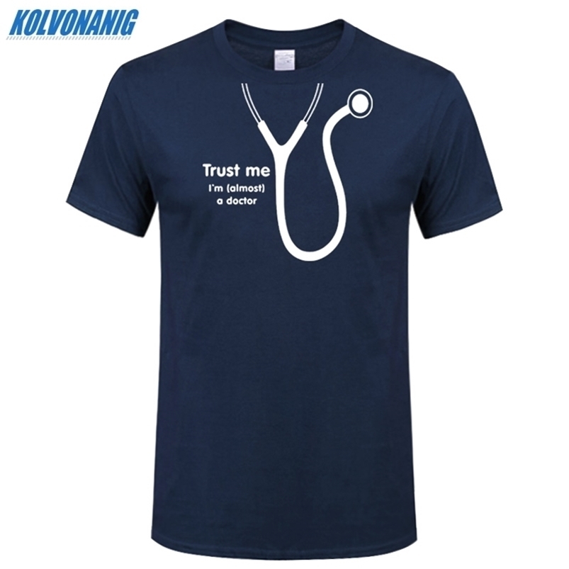 KOLVONANIG Summer Trust Me I'm Almost A Doctor Funny Print T Shirt Men Short Sleeve Cotton O-Neck T-Shirts Plus Size Tees 210329