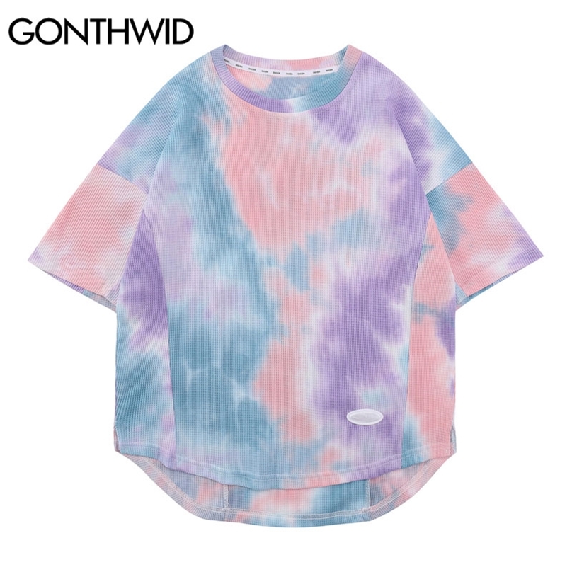 Tshirts Hip Hop Tie Dye Curved Hem Tees Shirts Streetwear Harajuku Fashion Casual Loose Summer Short Sleeve Tops 210602, Purple
Tshirts Hip Hop Tie Dye Curved Hem Tees Shirts Streetwear Harajuku Fashion Casual Loose Summer Short Sleeve Tops 210602, Purple