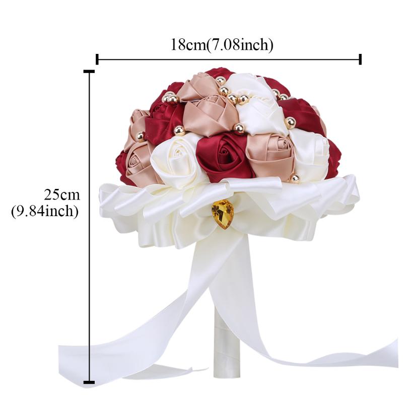 Golden Pearl Bride And Bbridesmaid Holding Bouquet Satin Rose Wedding Supplies W302 Decorative Flowers & Wreaths