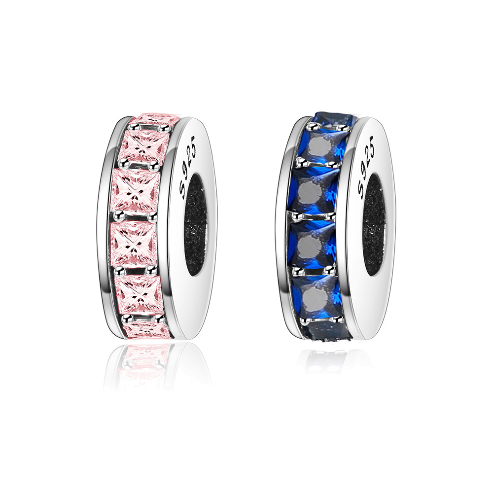 Fit Original Brand Charm Bracelet 925 Sterling Silver Austrian Spacer Round Beads With Colors CZ For Women Making Berloque